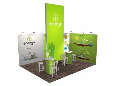 stand expo sur mesure 20 m² avec totem