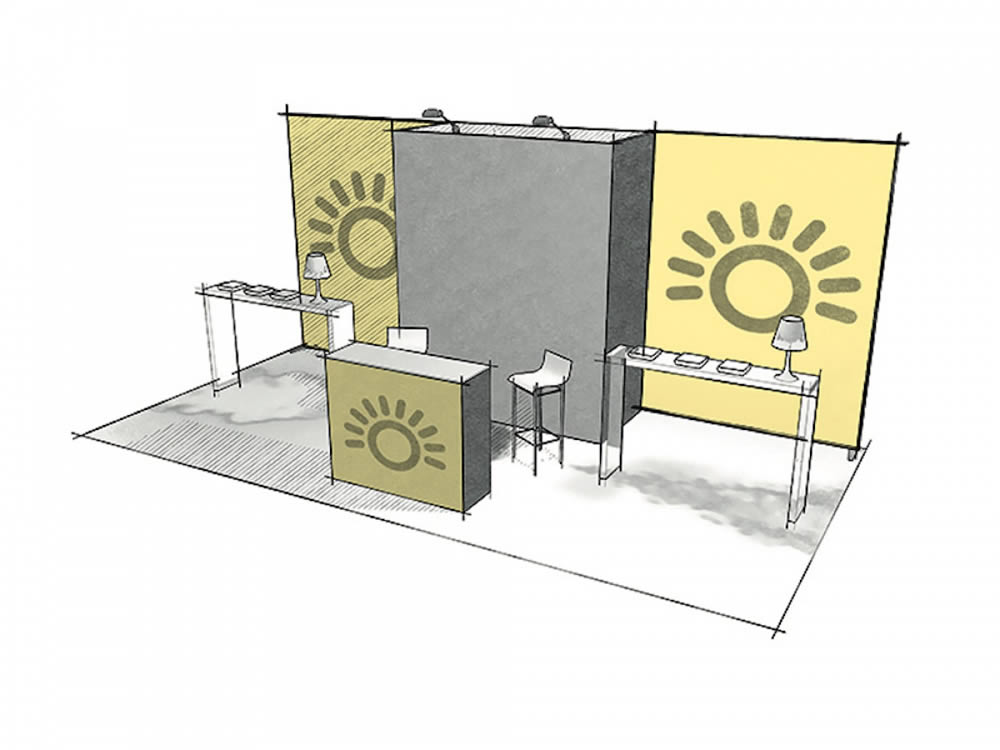 stand sur mesure 18m² design