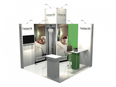 stand modulaire 9m² avec réhausse